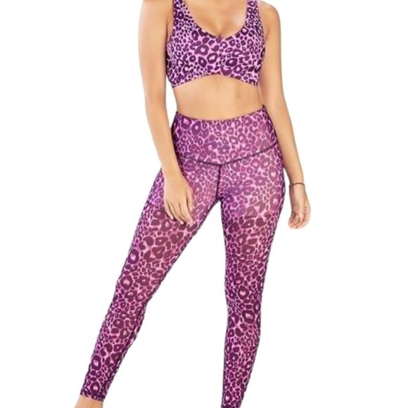 Fabletics Purple Leopard Print Leggings - Picture 1 of 8